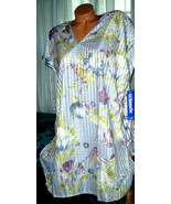 Blue Floral Sleep shirt Oversized S M L Silver Threads Lingerie - $13.50