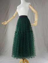 Black Tulle Midi Skirt Women A-line Black Polka Dot Midi Tulle Skirt Plus Size image 11