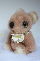 Pink teddy bear/Baby bear/Huge eyes/Yellow eyes/Alpaca/Collectible pink ... - $173.00