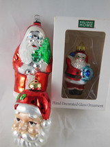 Glass Santa Claus Christmas Ornaments 3-5" Lot of 3 - $7.71