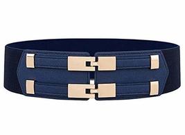 Double Buckle Women Girls Corset Belt Obi Waist Belt Waistband, Navy Blue