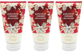 X 3~Bath & Body Works Japanese Cherry Blossom Creamy Body Scrub 8 Oz Sealed - $36.81