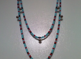 GENTLE HEART ~ HORSE RHYTHM BEADS ~ Turquoise, Red and Black ~ 54 Inches - $19.00