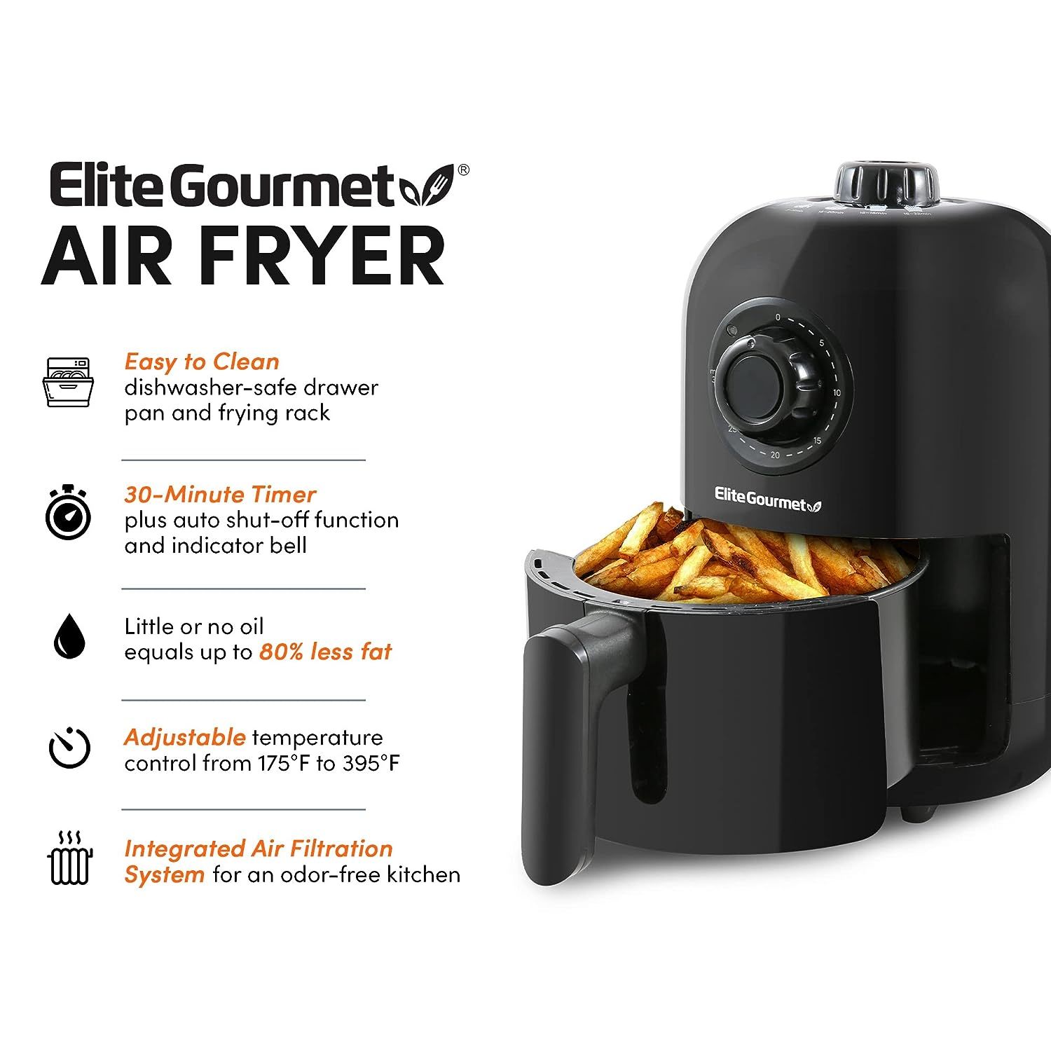 Ovente Electric Air Fryer 3.2 Quart Non-Stick Portable Fry Basket