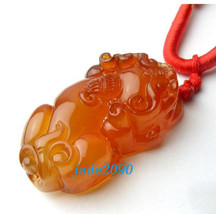 Free Shipping - good luck Natural Red agate / Carnelian Carved Pi Yao Amulet cha - $19.99