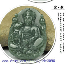 Free shipping - Good Luck real Natural green jade jadeite carved  Kwan-Y... - $25.99