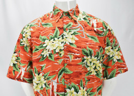 Bruno Orange Floral Hawaiian Shirt 100% Polyester Size Large  - $29.65