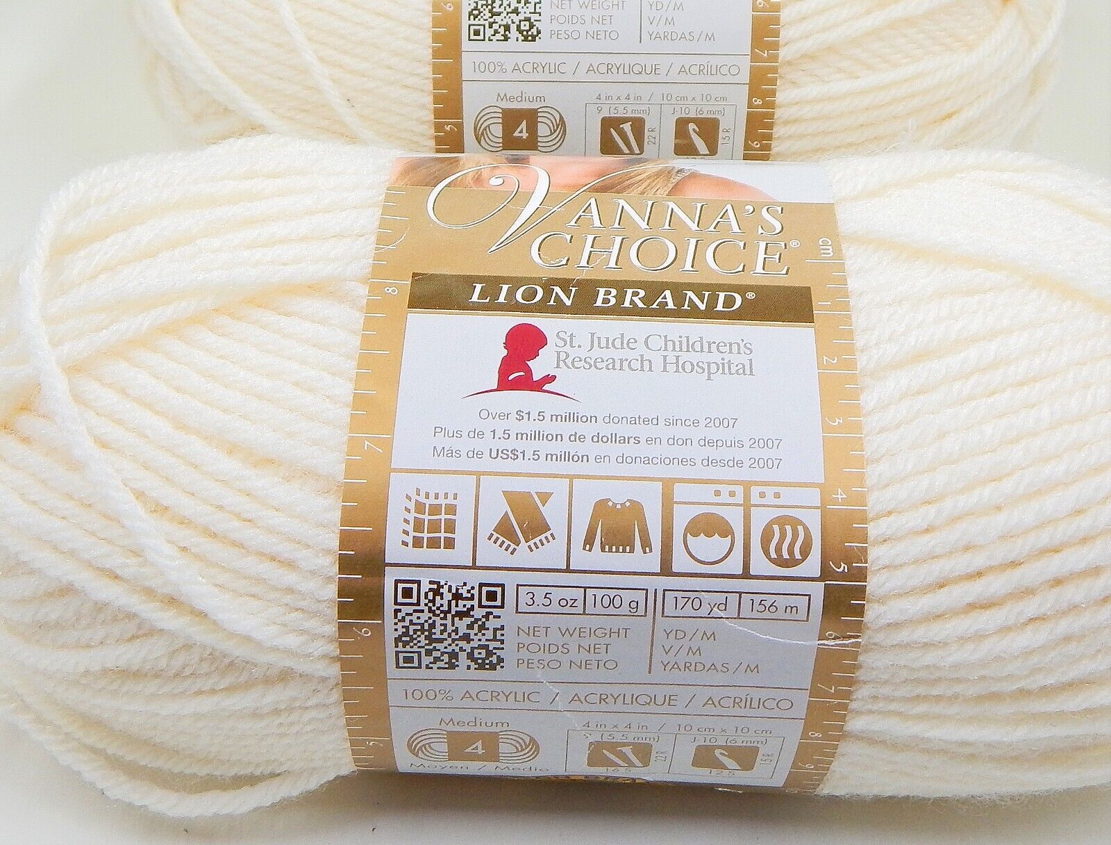 Lion Brand Vannas Choice Yarn Lot 2, Black 3.5oz ea 100% Acrylic Medium 4  Weight
