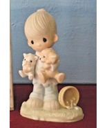 BLESSED ARE THE PEACEMAKERS Figurine Boy w Cat &amp; Dog Precious Moments E3107 - $19.99