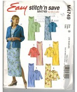 McCalls Easy Stitch 'n Save Uncut Pattern #M4749 Jacket Dress Size B 16 18 20 22 - $5.70