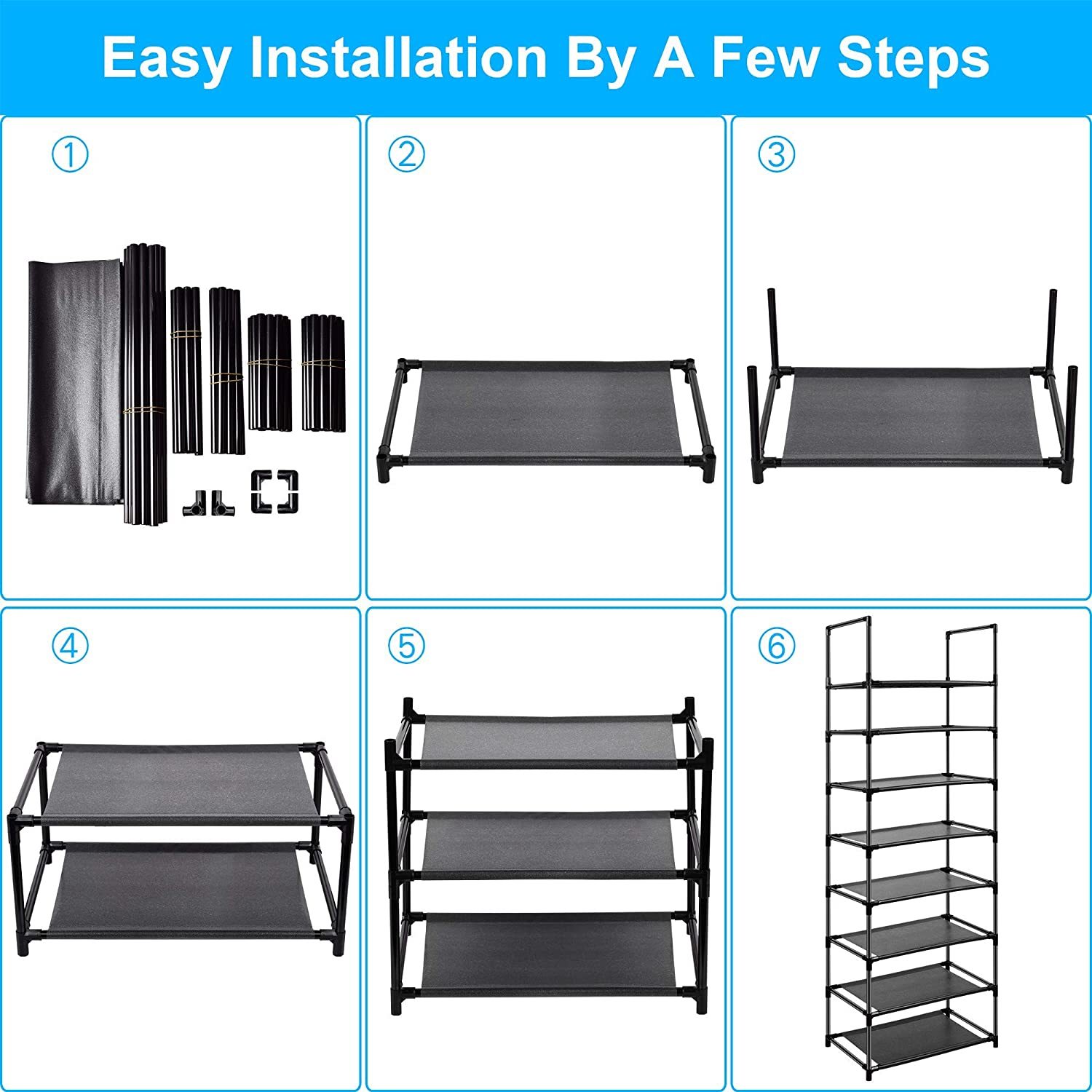 Easyhouse 8 Tier Metal Sturdy Shoe Rack, Narrow Tall Shelf Organizer for  Entryway, closet, Bedroom