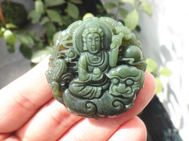 Free Shipping - handmade Natural Green jadeite jade  buddha and tiger ch... - $25.99