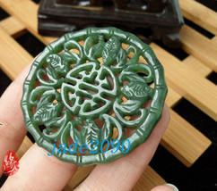 Free Shipping - good luck Natural green jade carved Blessing  Amulet cha... - $25.99