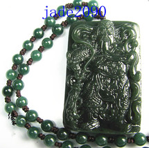 Free shipping - NATURAL Green jadeite jade carved &#39;&#39;Guan Yu&#39;&#39; charm bead... - $30.00