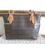 Giani Bernini Satchel Black &amp; Brown Logo Faux Leather Handbag Shoulder B... - $39.99