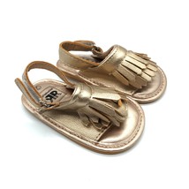 Romirus Baby Girls Sandals Faux Leather Fringe Gold Size 2 6-12M - $9.74