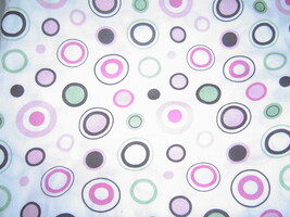  White with Pink Green and Brown Circles Cotton Sewing Fabric - $14.99