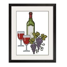 Bottle And Grapes Cross Stitch Pattern  410 - $2.75
