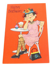 Happy Birthday Ladies Vintage American Greetings Card Glitter Cupcake Ca... - $4.95