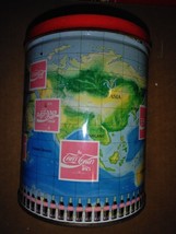 8GG07 COCA-COLA Coke Around The World Tin, 5" Diameter, 6" Tall +/-, Good Cond - $27.94