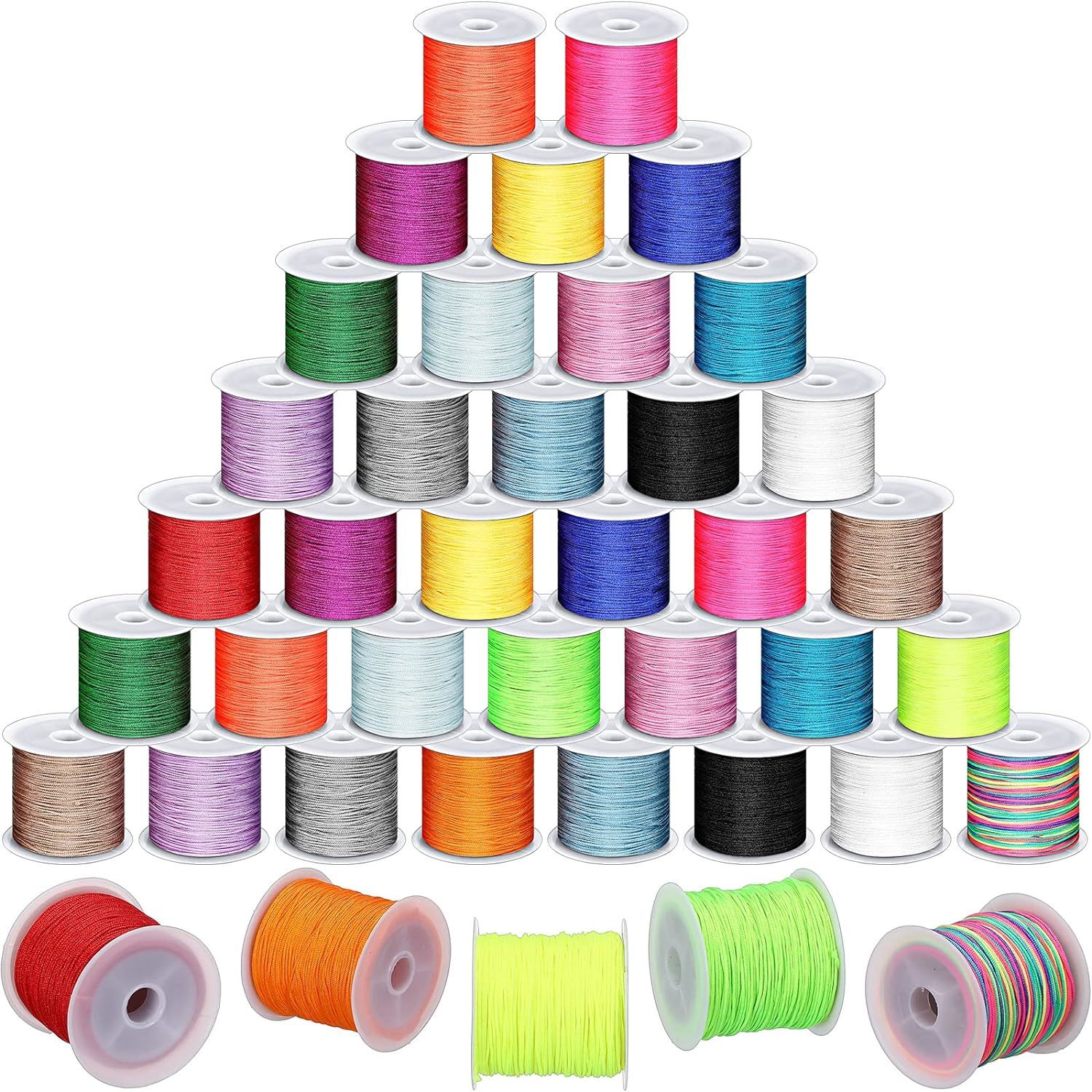 30 Rolls 0.8 mm Nylon String for Bracelets, 30 Colors Nylon Cord for  Jewelry Making Mixed Beading Thread Chinese Knotting Cord for Braided