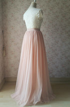 BLUSH High Waist Maxi Tulle Skirt Full Blush Wedding Bridesmaid Skirt Plus Size image 6