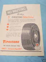 1945 South Africa Tires Ad Firestone - $9.99