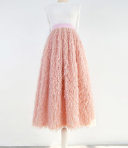 BLUSH PINK Pleated Skirt Outfit Romantic Polyester Midi Wedding Guest Skirts  image 4