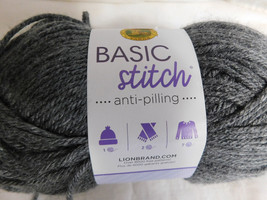 Lion Brand  Basic Stitch Anti Pilling Charcoal Heather Dye Lot 15 - $4.99