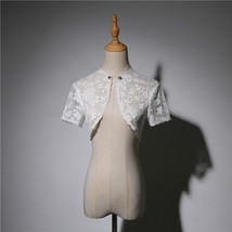 White Lace Wedding Cover Ups Retro Style Bridal Shrugs Boleros Pearl deco Plus 