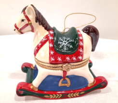 Mr. Christmas Porcelain Rocking Horse Reveal Rotating Music Box Ornament - $16.74