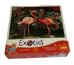 1000pc Exotic Flamingo Couple Jigsaw Puzzle Mega Brands 27" x 19" Age 12 and Up image 1