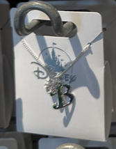 Disney Parks Mickey Mouse Faux Gem Letter B Silver Color Necklace NEW image 2