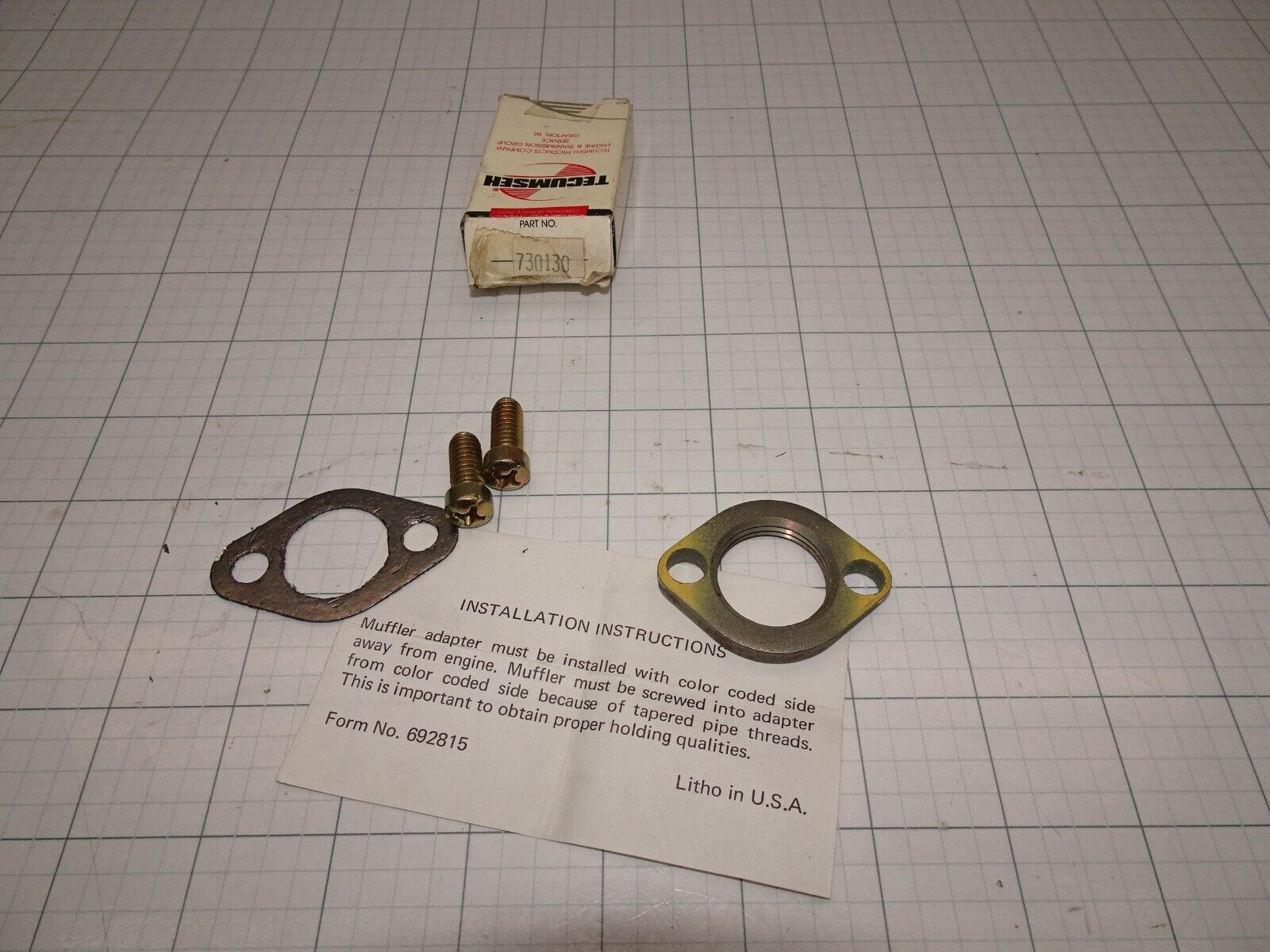 Tecumseh 730130 Exhaust Muffler Adapter Flange Kit OEM NOS Lawn Mower Parts