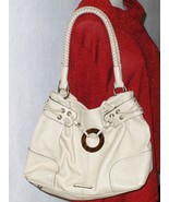 Adrienne Vittadini Leather Satchel Off White Purse Shoulder Bag - $34.97