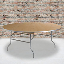 72RND Wood Fold Table-Met Edge XA-72-BIRCH-M-GG - $469.95