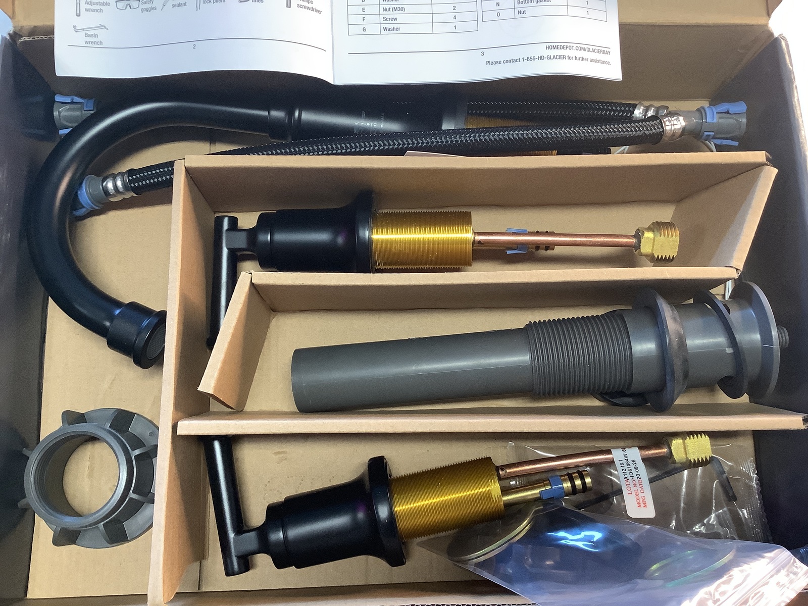 Glacier Bay 1005129779 Oswell High Arc Bathroom Faucet Matte Black