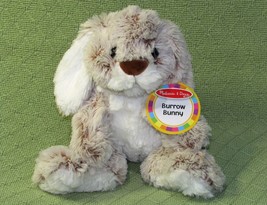 Nos Melissa Doug Burrow Bunny Plush 9" Stuffed Rabbit Long Eared Brown White Toy - $16.20
