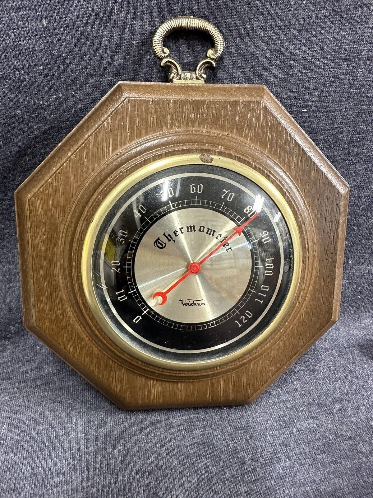 Vintage Verichron Thermometer Glass Bubble Bezel Model V16 TESTED WORKS