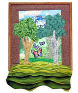 Overflow of Trees and Butterflies: Quilted Art Wall Hanging - $465.00