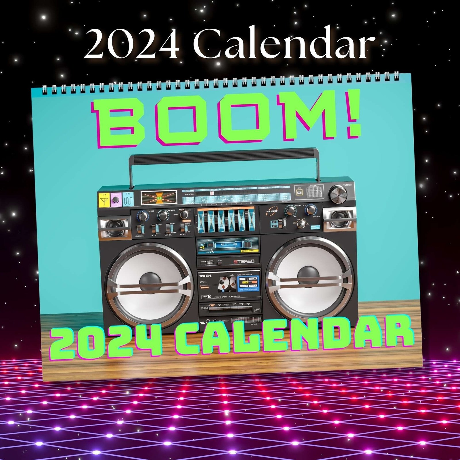 Boombox Calendar 2024 Retro Wall Art Vintage Radio Decor Speaker