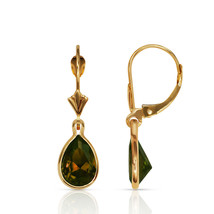 2 CT 14K Yellow Gold Bezel Set Pear Shape Alexandrite Leverback Dangle Earrings - $115.81