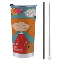 Mondxflaur Cartoon Steel Thermal Mug Thermos with Straw for Coffee - $20.98