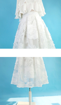 Women White Flower Midi Skirt Outfit Summer High Waisted Floral Party Skirts image 8