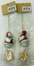Enesco Snow Lady Dangle Gingerbread Ornaments Porcelain Set of 2 - $6.90