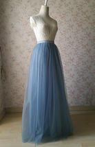 Women DUSTY BLUE Tulle Skirt High Waist Dusty Blue Bridesmaid Tulle Skirt Plus image 3