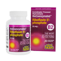 Natural Factors BioCoenzymated Vitamin B2 Riboflavin 5'-Phosphate 50mg,30VegCaps - $11.95