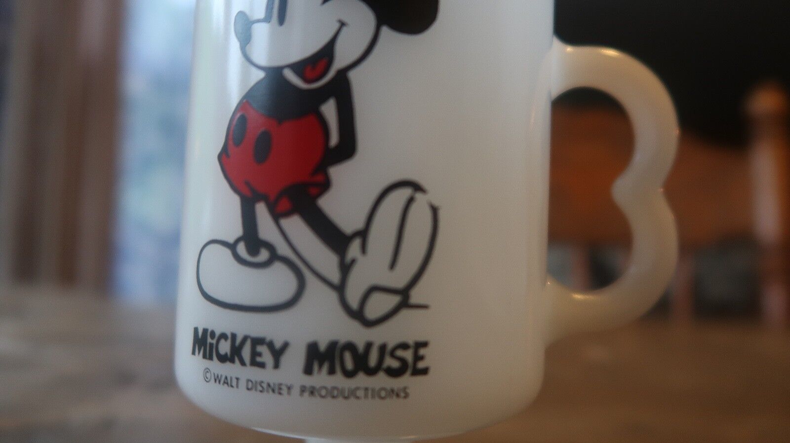 Vintage DISNEY Mickey Mouse Milk Glass Mug Set Of 2