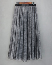 Black Polka Dot Tulle Skirt Double Layered Tulle Maxi Skirt by Dressromantic image 5
