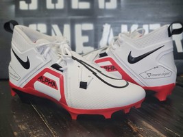 Nike Alpha Menace Pro 3 Mid White/Red Football Cleats Shoes CT6649-103 Men 13 - $79.48